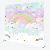 Aperturee - Aperturee Sparkle Stars Rainbow Birthday Pillow Case Backdrop